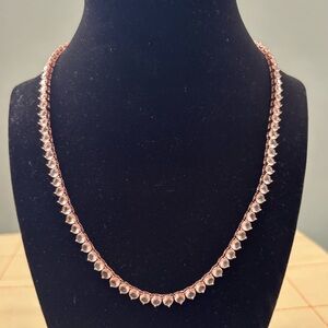 ATR Rose Gold Clad Rhinestone Necklace 18” Designer